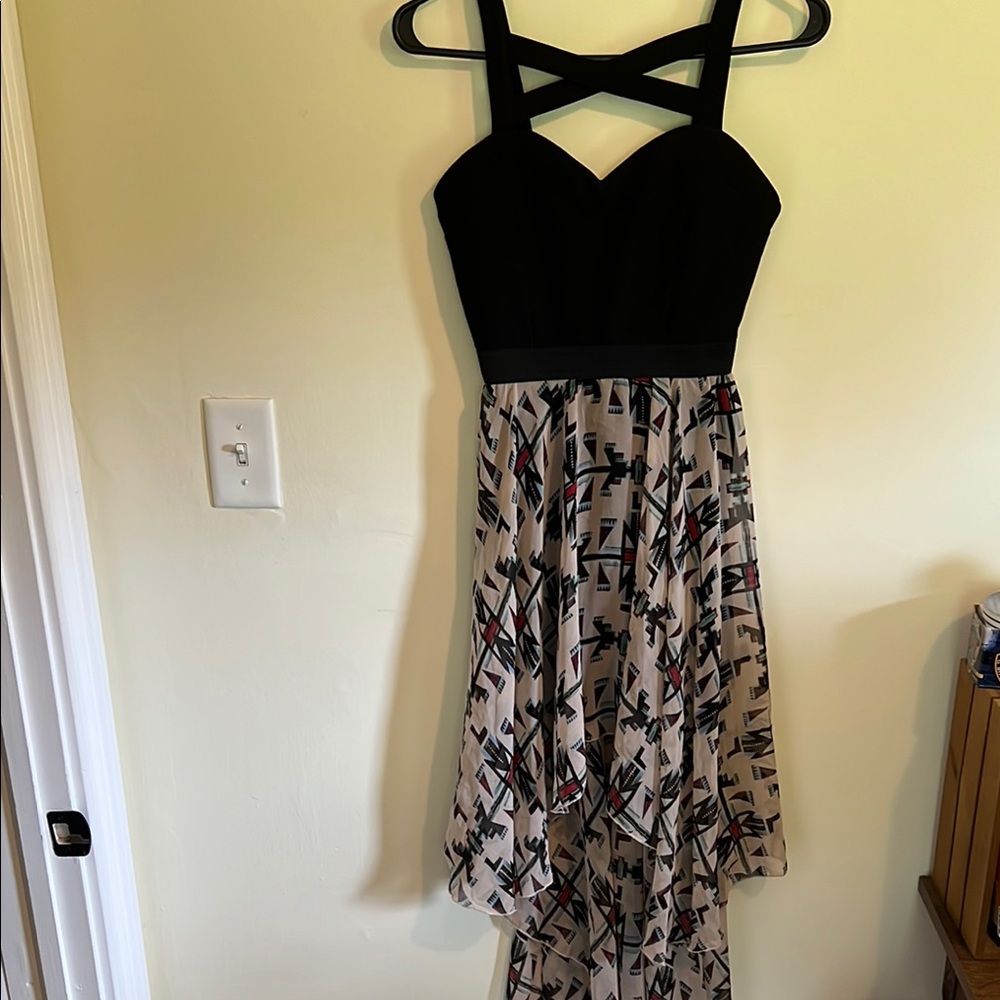 Chic Black and Cream High Low Dress